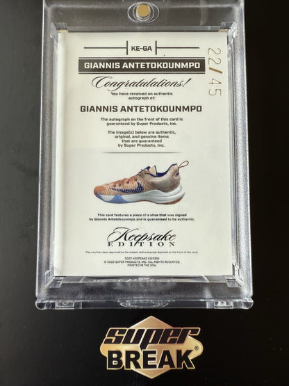 Giannis Antetokounmpo Super Break Auto. Game Used Relic/45