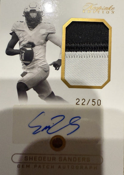 Shadeur Sanders  Keepsake Edition Gem Patch Auto Card /50