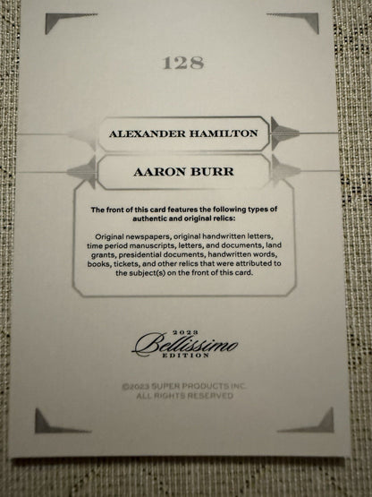 2023 Keepsake Bellissimo Dual Relic Alexander Hamilton And Aaron Burr #/99