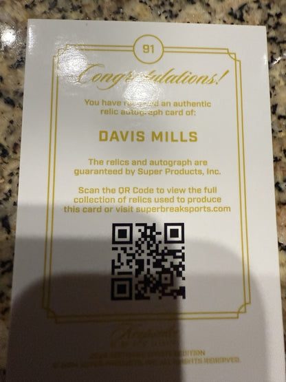 🔥 DAVIS MILLS 2024 Keepsake Sports Edition Gem Patch AUTO /75 Texans 🔥🏈