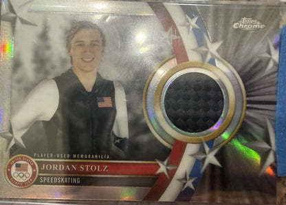 2026 Topps Chrome US Winter Olympics Jordan Stolz Memorabilia Pieces Relic🥇