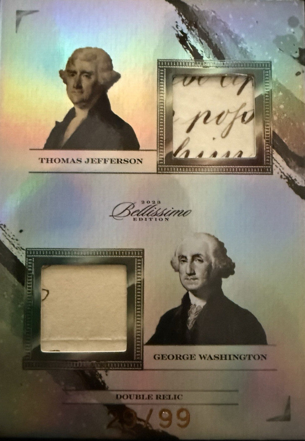 Thomas Jefferson/george Washington Dual Relic Keepsake Bellissimo