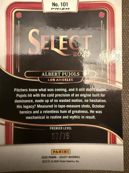 2025 Panini Select - Premier Level Albert Pujols #101 Purple Prizm /75