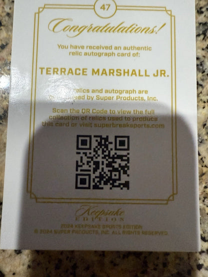 Terrace Marshall Keepsake Gem Relic Auto  Card