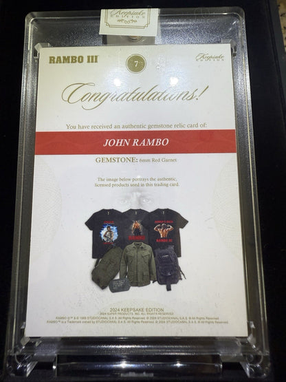 2024 Keepsake Edition - John Rambo /99 - Red Garnet Gemstone - Memorabilia Patch