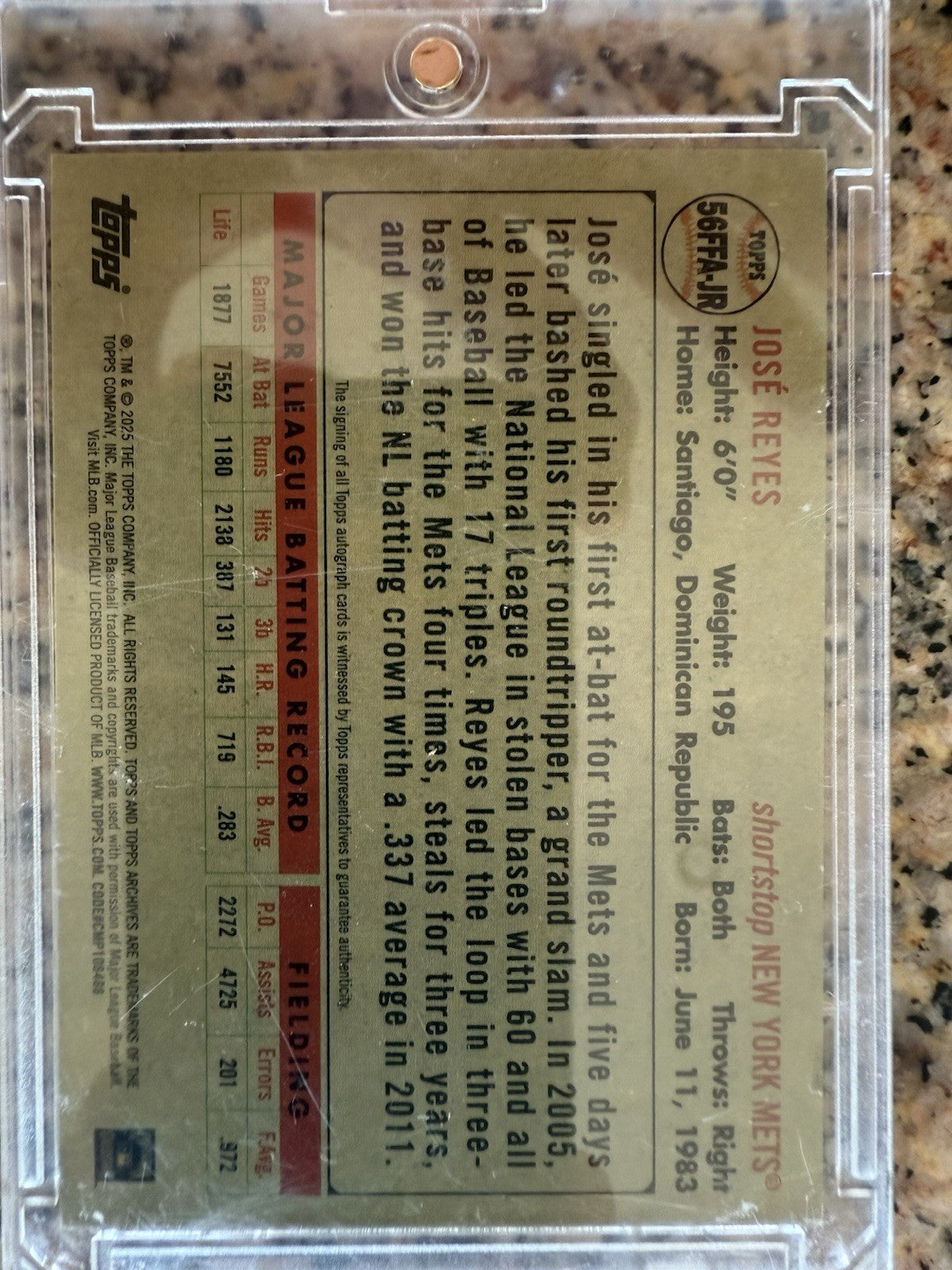 2025 Topps Archives - 1956 Fan Favorites Autographs Jose Reyes #56FFA-JR...
