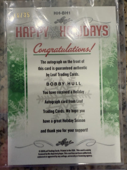 2020 Leaf Happy Holidays Cracked Ice Bobby Hull Autograph Auto /35