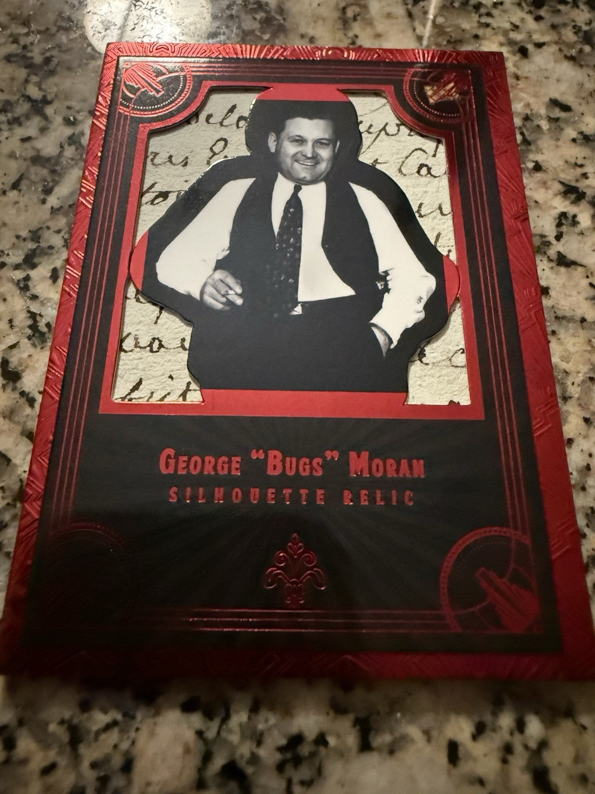 George "Bugs" Moran POTP ROARING 20'S /25 HANDWRITTEN SILHOUETTE RELIC