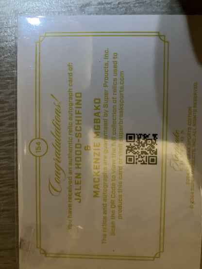 Jalen Hood-Schifino/Mackenzie Mgbako 2024 Keepsake Dual Gem Patch Auto
