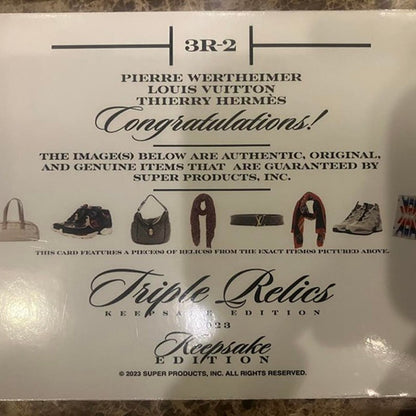 Louis Vuitton, Hermes, Wertheimer Triple relic Jumbo card