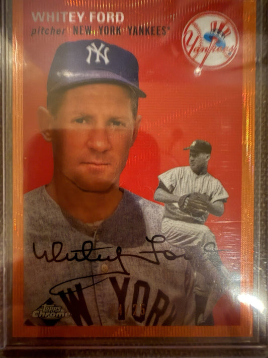 2023 Topps Chrome Platinum Anniversary Whitey Ford #409 Toile Cream Red #12/25