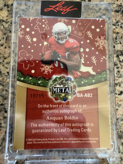 2025 Leaf Metal Happy Holidays - Anquan Boldin #BA-AB2 Candy Cane Prismatic /15