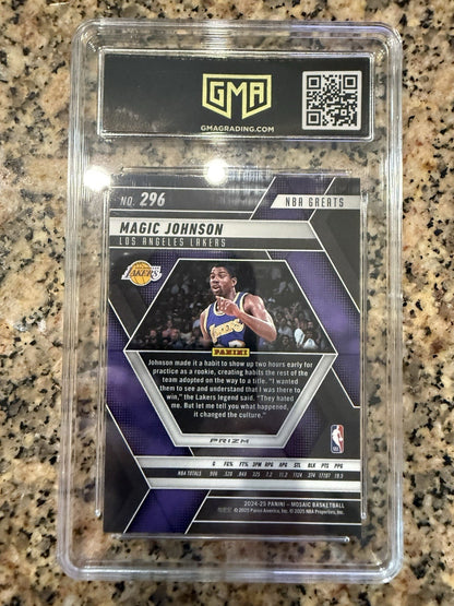 2024-25 Panini Mosaic - NBA Greats Magic Johnson #296 Reactive Blue Mosaic Prizm