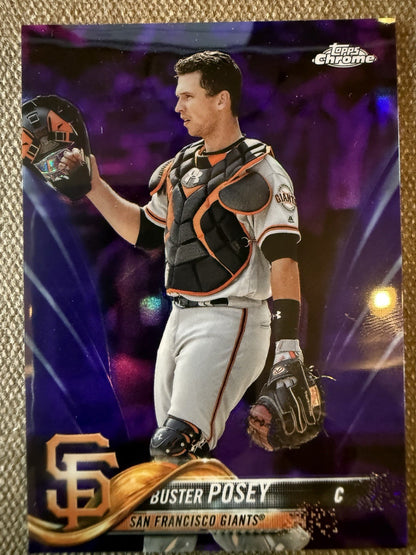 Buster Posey 2018 Topps Chrome #29 Purple Refractor /299 San Francisco Giants