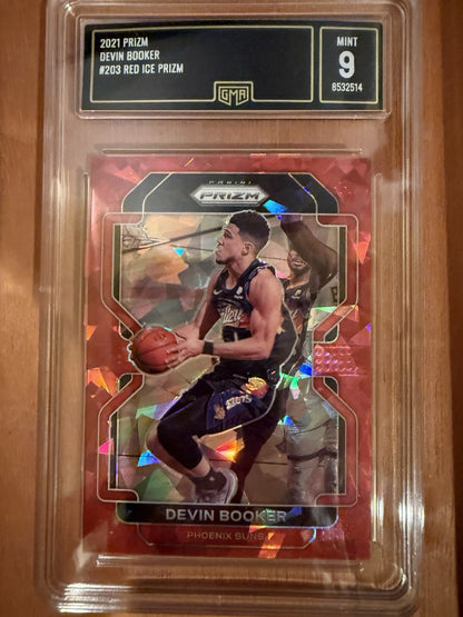 Devin Booker 2021-22 Panini Prizm #203 Red Cracked Ice