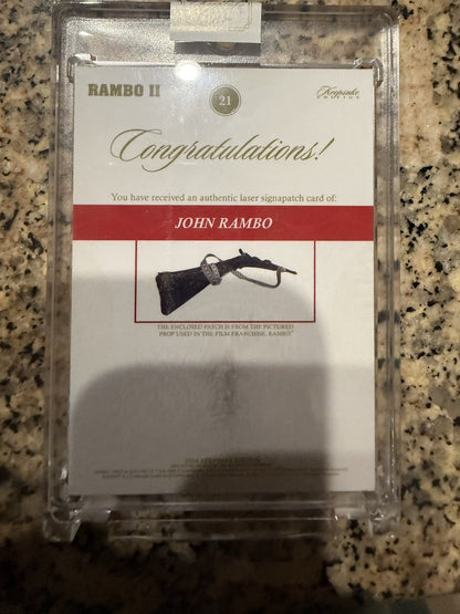 RAMBO Keepsake Collection #21 "Laser Signapatch" GUN RELIC Card /99
