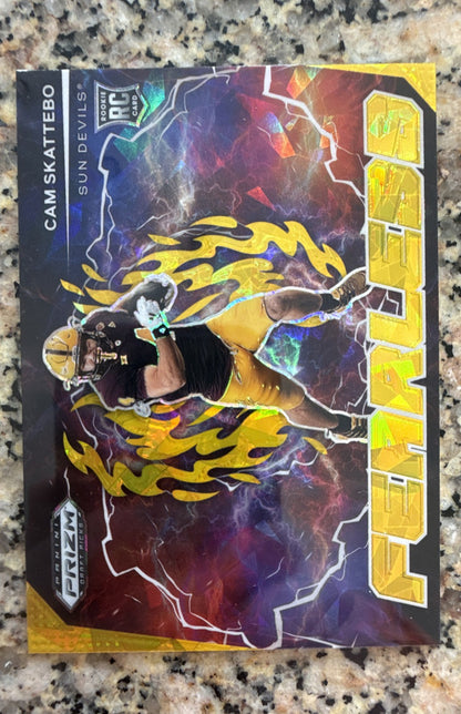 2025 Panini Prizm Draft Picks - Fearless Cam Skattebo #F-CSO Gold Ice Prizm (RC)