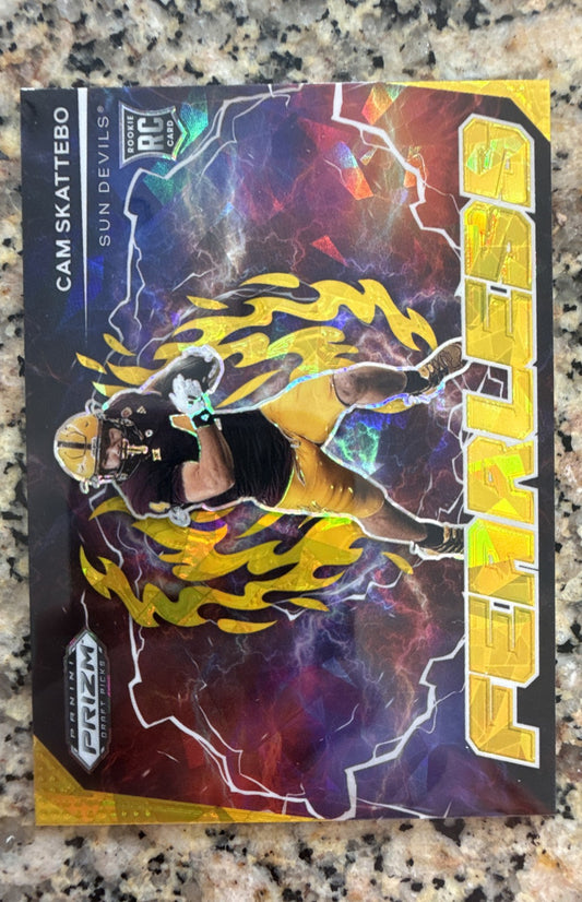 2025 Panini Prizm Draft Picks - Fearless Cam Skattebo #F-CSO Gold Ice Prizm (RC)