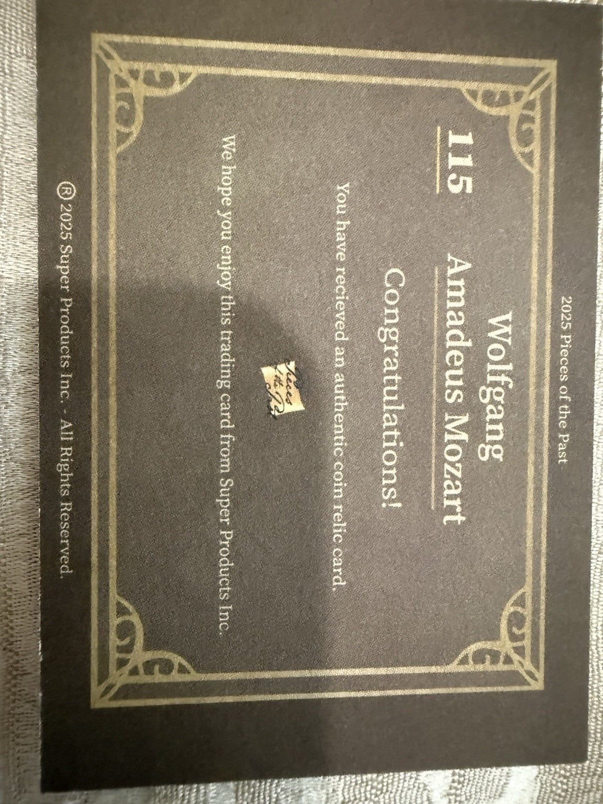 Wolfgang Amadeus Mozart Pieces Of The Past Authentic Coin Relic Short Print 2025