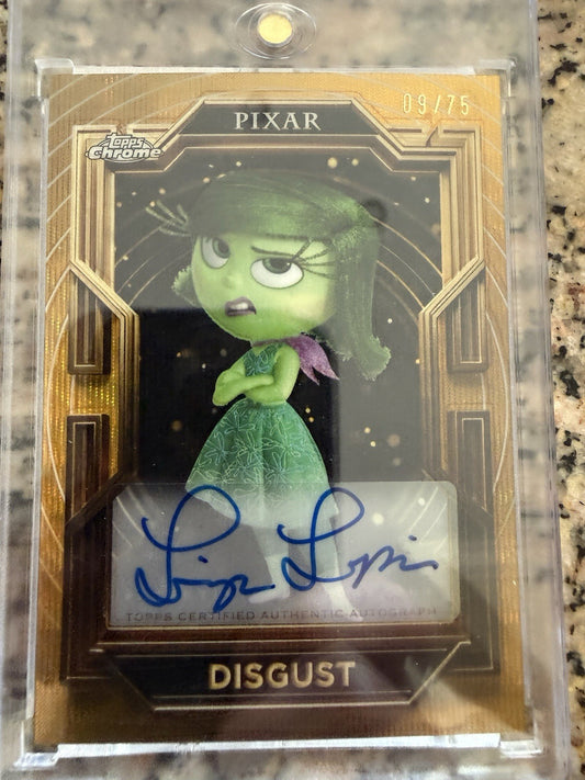 DISGUST LIZA LAPIRA 2025 TOPPS PIXAR GOLD GILDED AUTO INSIDE OUT AA-LL /75