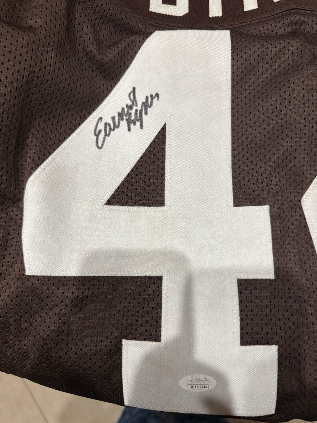 Earnest Byner signed Brown Pro Style jersey, COA
