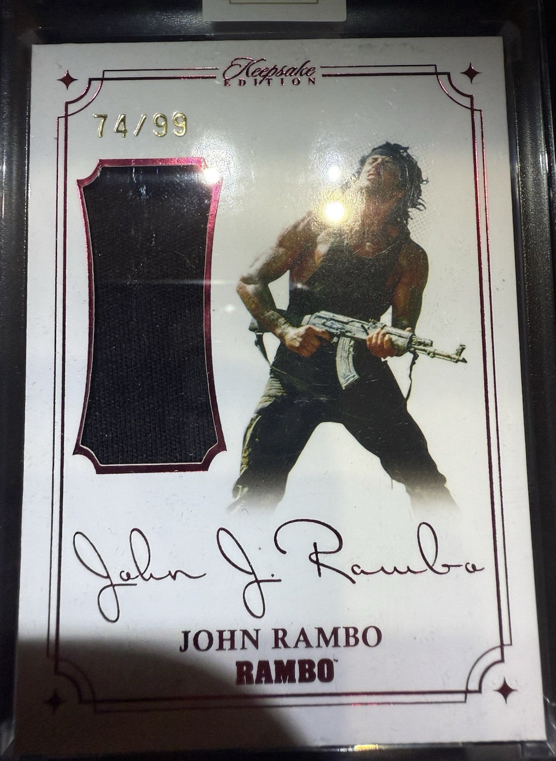LASER SIGNAPATCH JOHN RAMBO 2024 KEEPSAKE FILM USED PROP RELIC PATCH /99