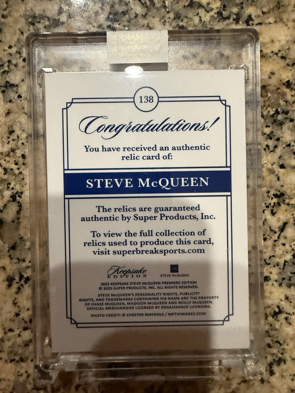 2025 Steve McQueen Keepsake Collection Dual Relics 3/50