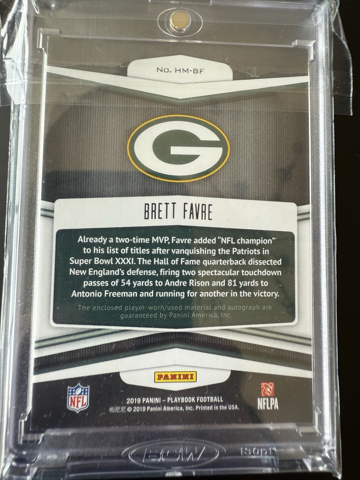 2019 Hail Mary Auto Playbook. Brett Favre. /25
