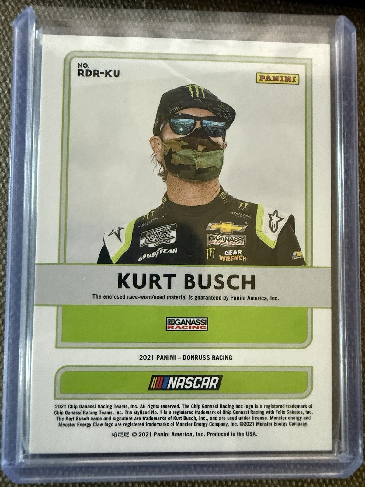 2021 DONRUSS RACE DAY RELICS #29 KURT BUSCH RACE USED TIRE