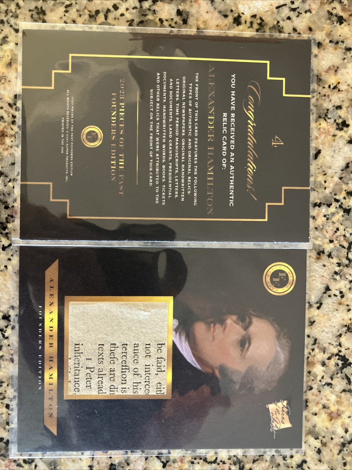 Pieces Of The Past Founders Edition. Alexander Hamilton Relic . 2 Card Lot