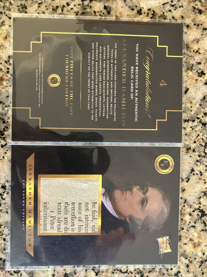 Pieces Of The Past Founders Edition. Alexander Hamilton Relic . 2 Card Lot