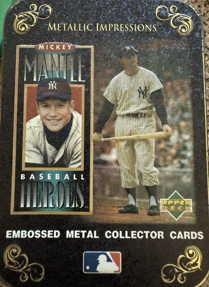Upper Deck MICKY MANTLE Baseball Heroes METALLIC COLLECTOR CARDS IN TIN BOX 1995