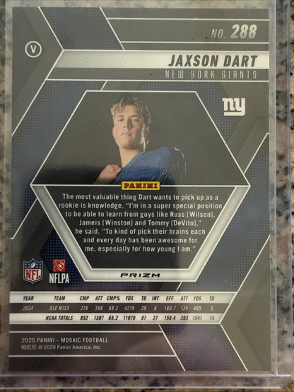 2025 Panini Mosaic - Rookie Variations Jaxson Dart #288 Mosaic Prizm (RC)