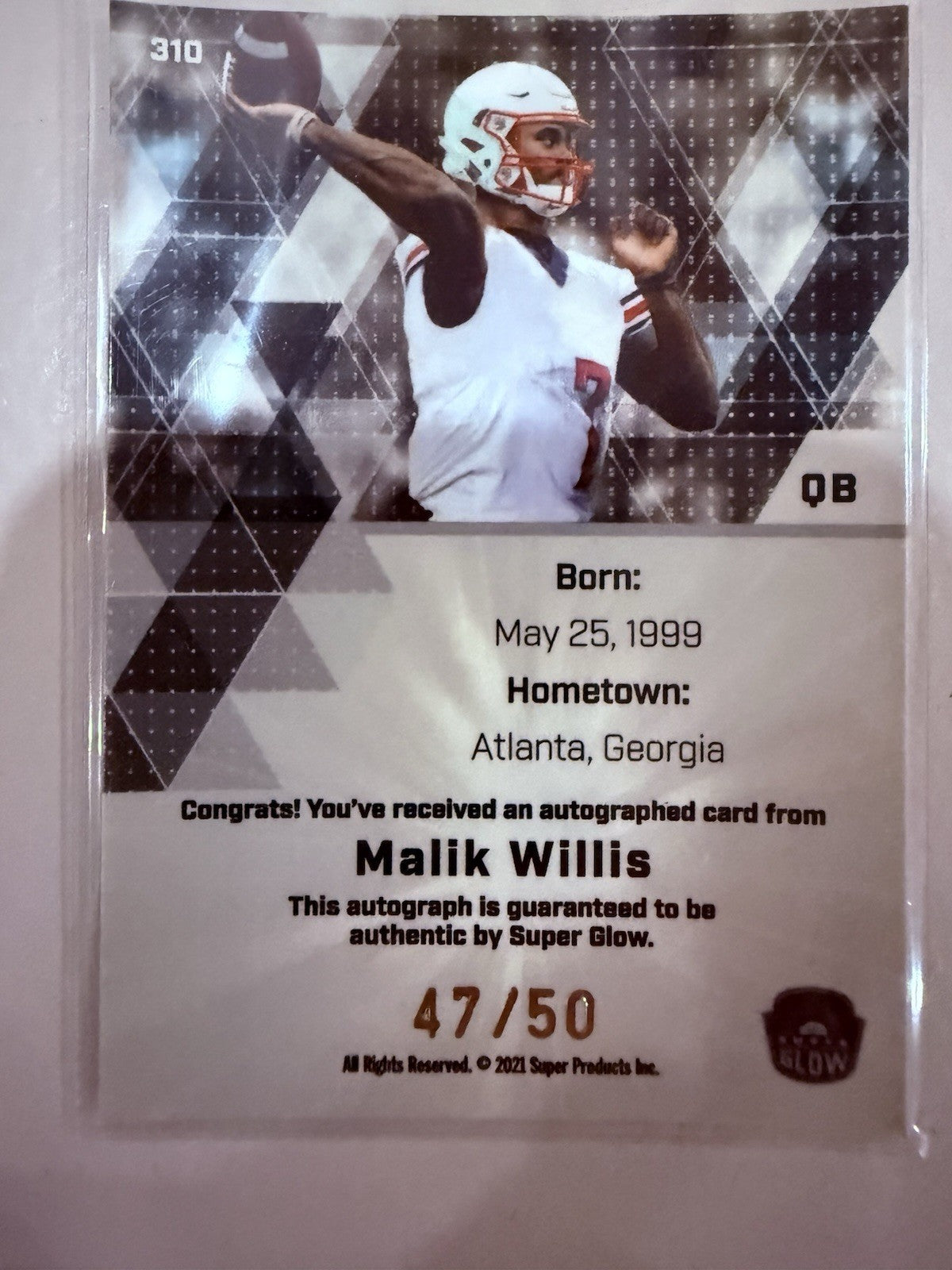 2021 Super Glow Sports Inaugural Edition - Autographs Malik Willis #310 Red Glow
