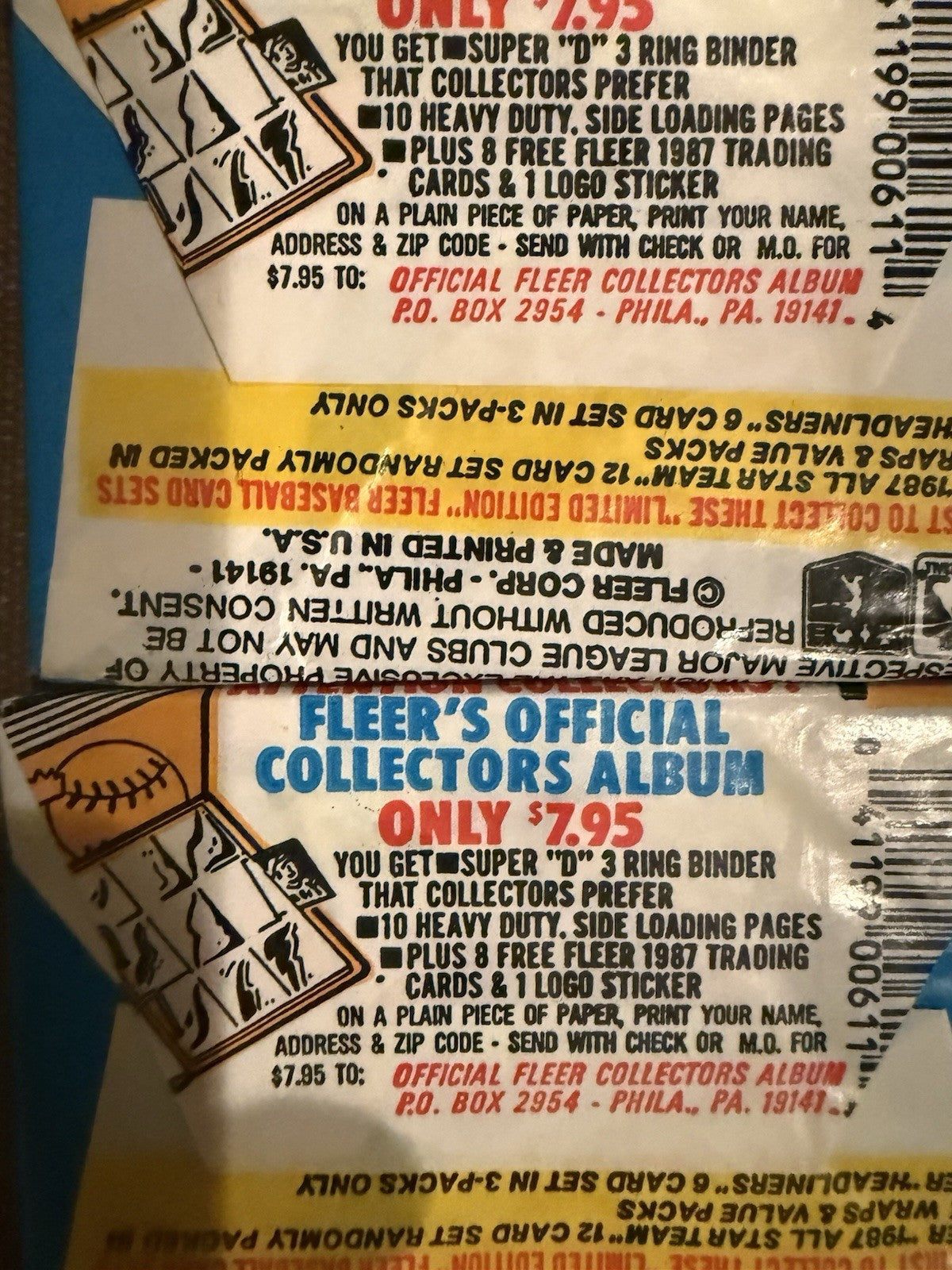 1987 Fleer Baseball Wax Packs X2 Factory Sealed  Bo Jackson - Bonds
