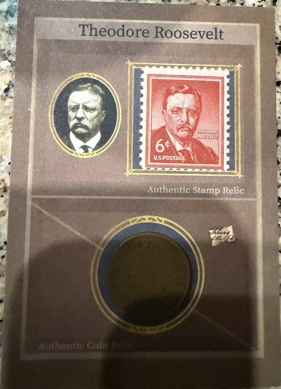 Teddy Roosevelt  Dual Relic 1903 Coin Stamp 2025 Pieces Of The Past