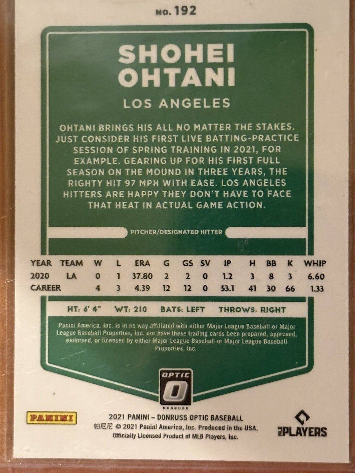 2021 Donruss Optic Shohei Ohtani Base Angels