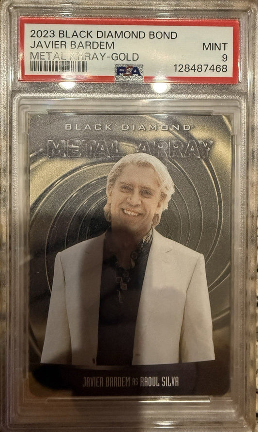 2023 UD Black Diamond James Bond Javier Bardem Metal Array Gold /99 #M-38 PSA 9