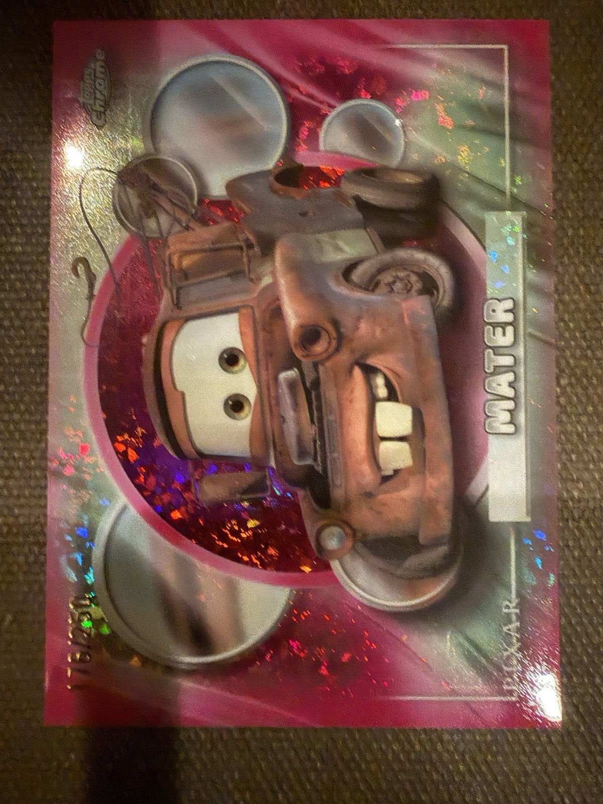 2026 Topps Chrome Disney Mater Pink Refractor #/250 Cars
