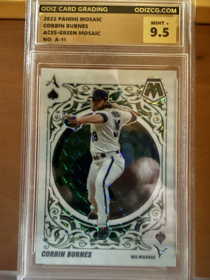 2022 Panini Mosaic - Aces Corbin Burnes #A-11 Green Mosaic Prizm