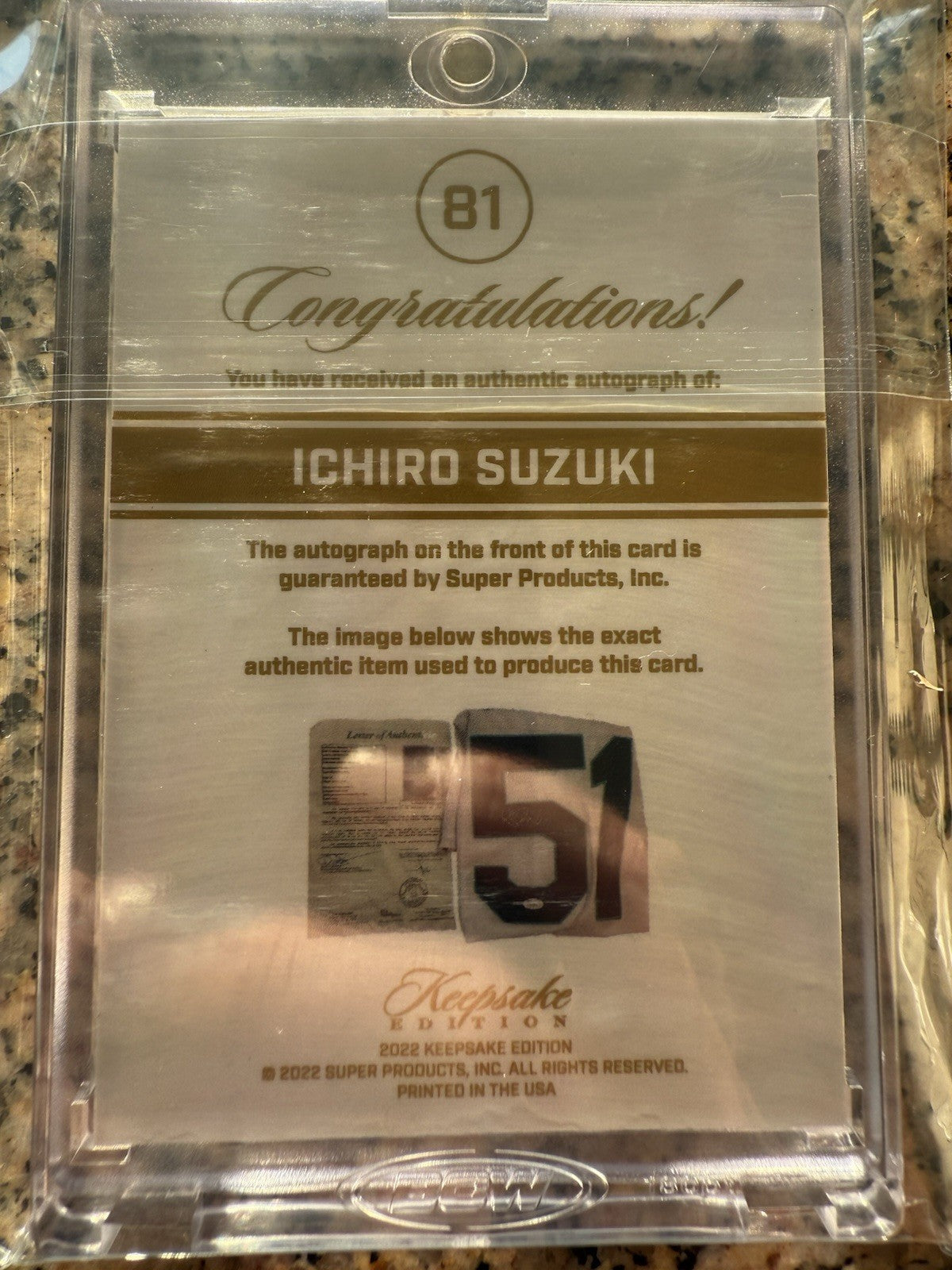 Ichiro Super Break Keepsake Patch Auto /25 On Card Auto
