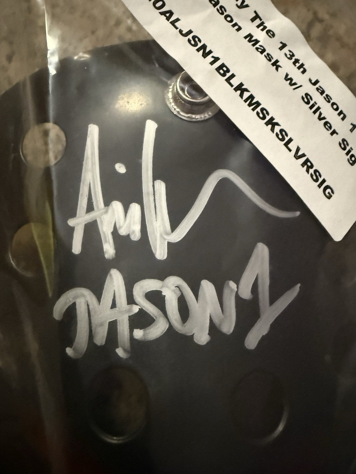 Ari Lehman Friday The 13th "Jason 1" Signed Black Jason Mask w/ BAS Wit
