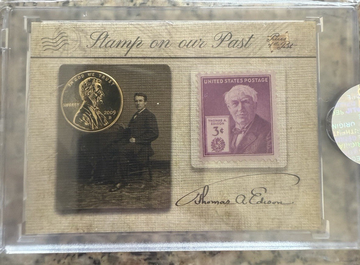2020 Pieces Hybrid STAMP & GOLD PENNY Relic Thomas Edison SP-16      -62