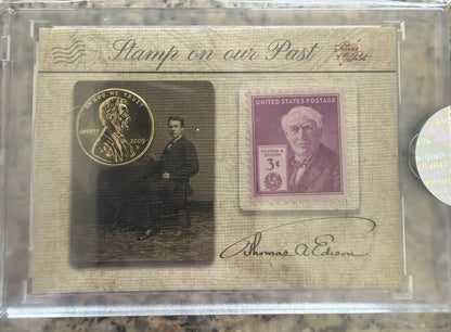 2020 Pieces Hybrid STAMP & GOLD PENNY Relic Thomas Edison SP-16      -62