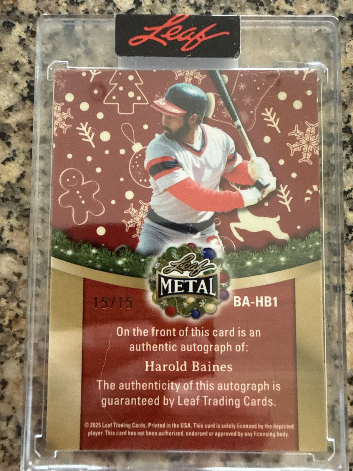 2025 Leaf Happy Holidays HAROLD BAINES AUTO 15/15 Number Match
