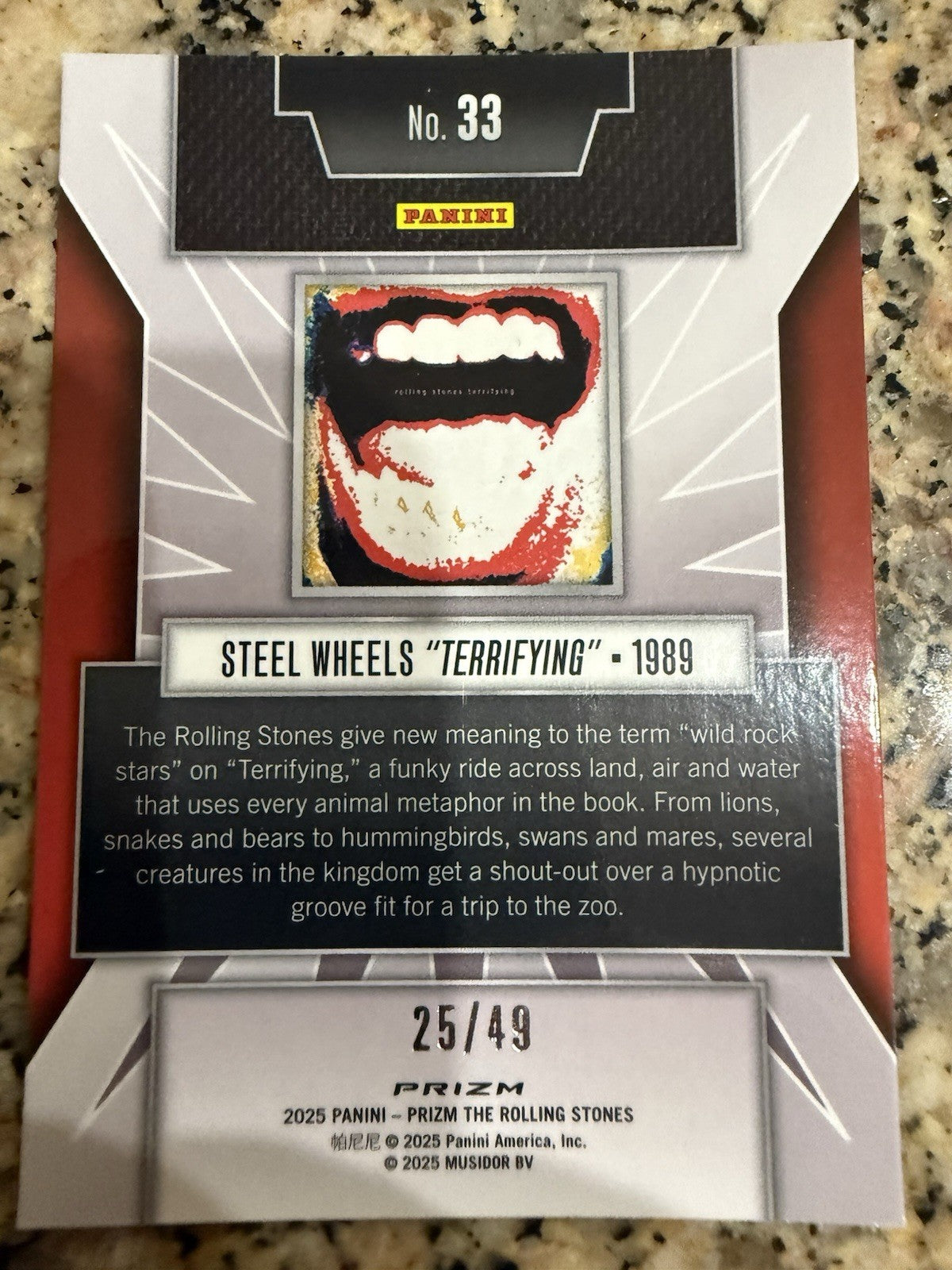 STEEL WHEELS 1989 2025 PRIZM THE ROLLING STONES PRIZM #33 TERRIFYING. Tie Dye/49