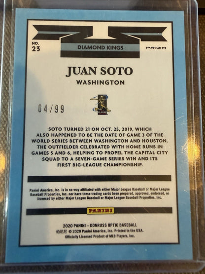 2020 Donruss Optic Diamond Kings FOTL Purple Pandora Prizm  /99 Juan Soto