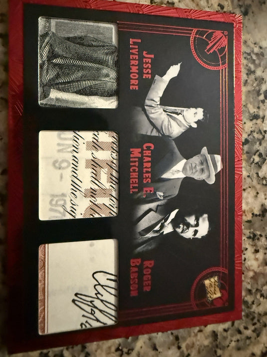 2025 POTP Roaring 20s Triple Relic Card Red /25 Mitchell, Livermore & Babson.
