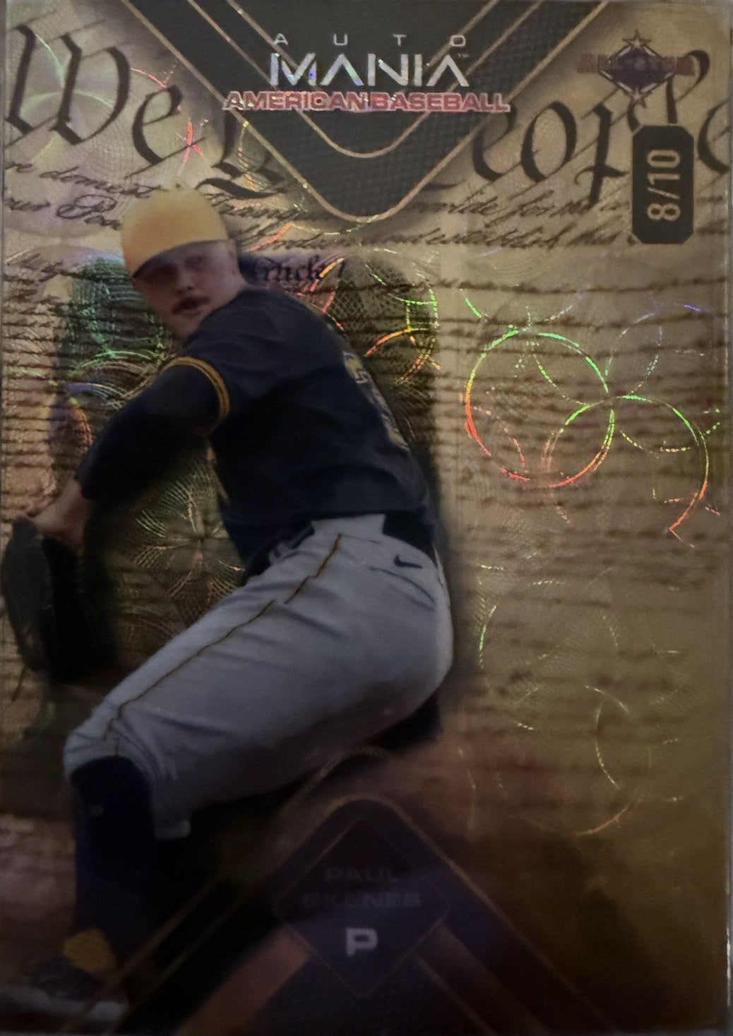 PAUL SKENES 2024 Wild Card Auto Mania Rookie #8/10 Pirates Holo Card AMAT-PS3