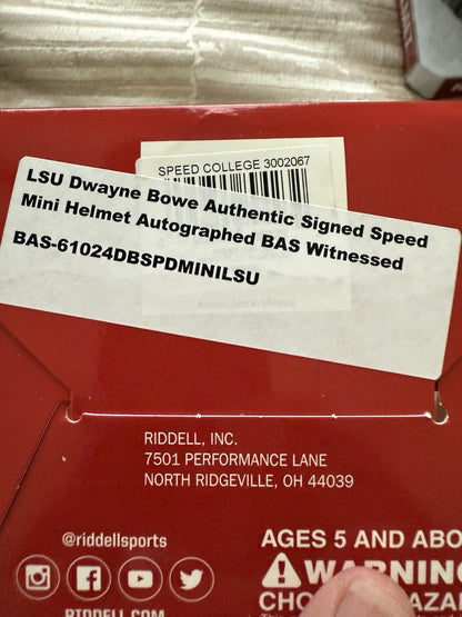 DWAYNE BOWE Auto Autographed LSU Speed Mini Helmet Beckett COA